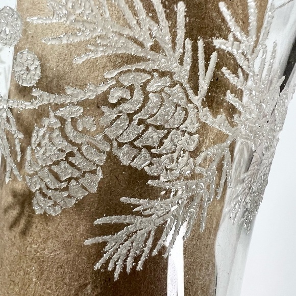 Vintage Christmas pinecone votive cups Home Interiors 1990s candleholder frosted - Picture 3 of 4